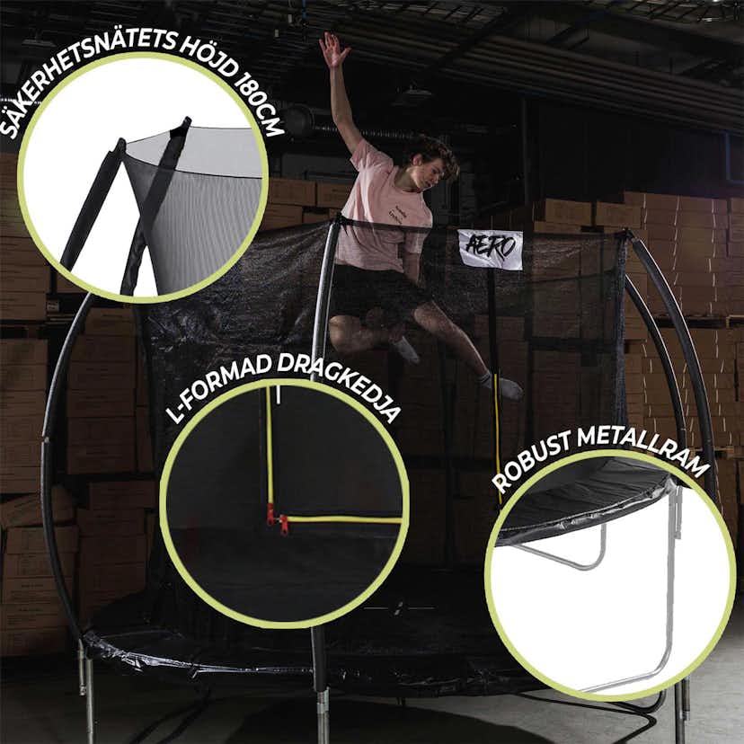 Studsmatta React Aero med Skyddsnät 3,66 m