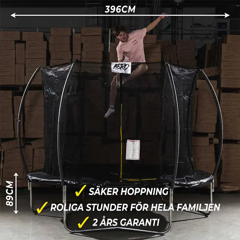 Studsmatta React Aero med Skyddsnät 3,96 m