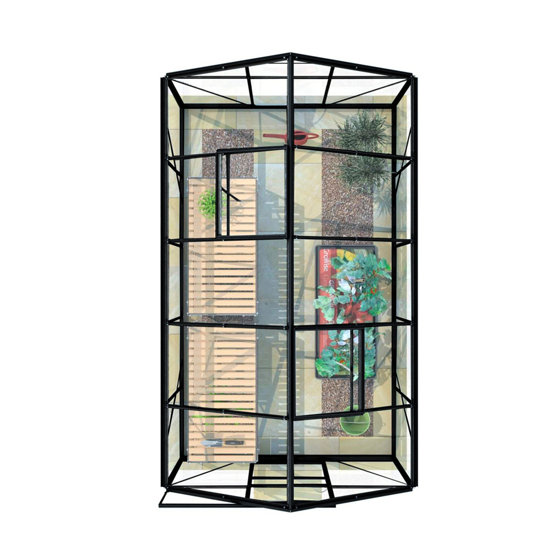 Växthus Lykke PC 82 m2 Svart