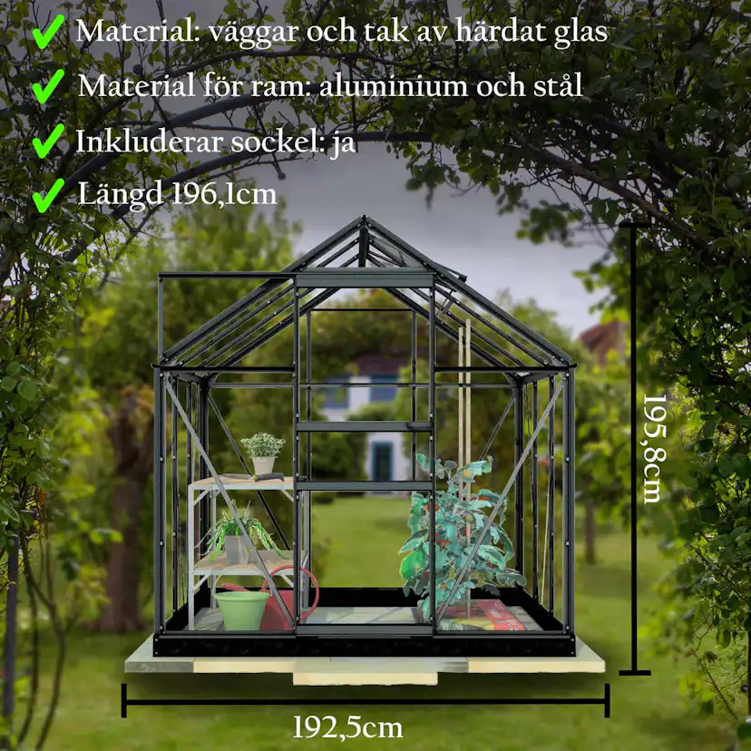 Växthus Glas Lykke Svart