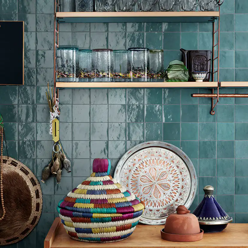 Kakel Lhådös Barletto turkos 10x10 cm