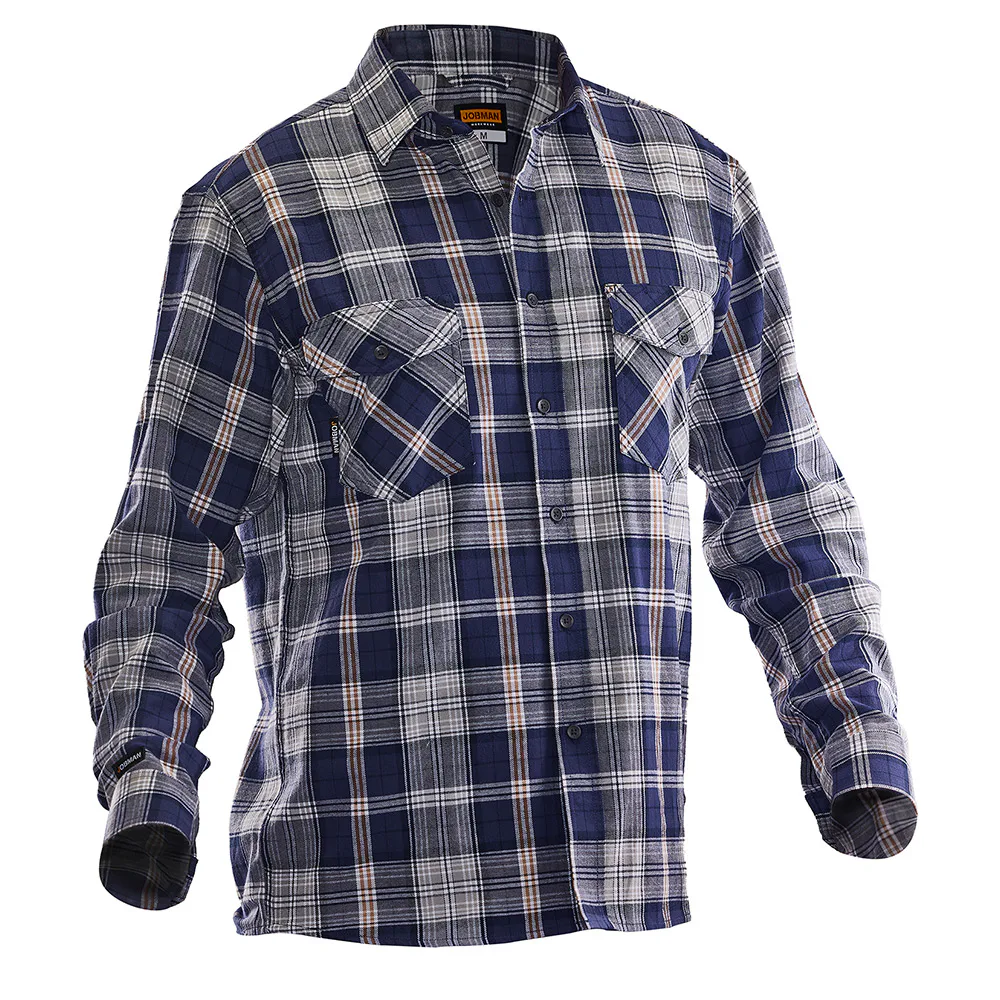 Flanellskjorta Jobman Navy/Grey 5138
