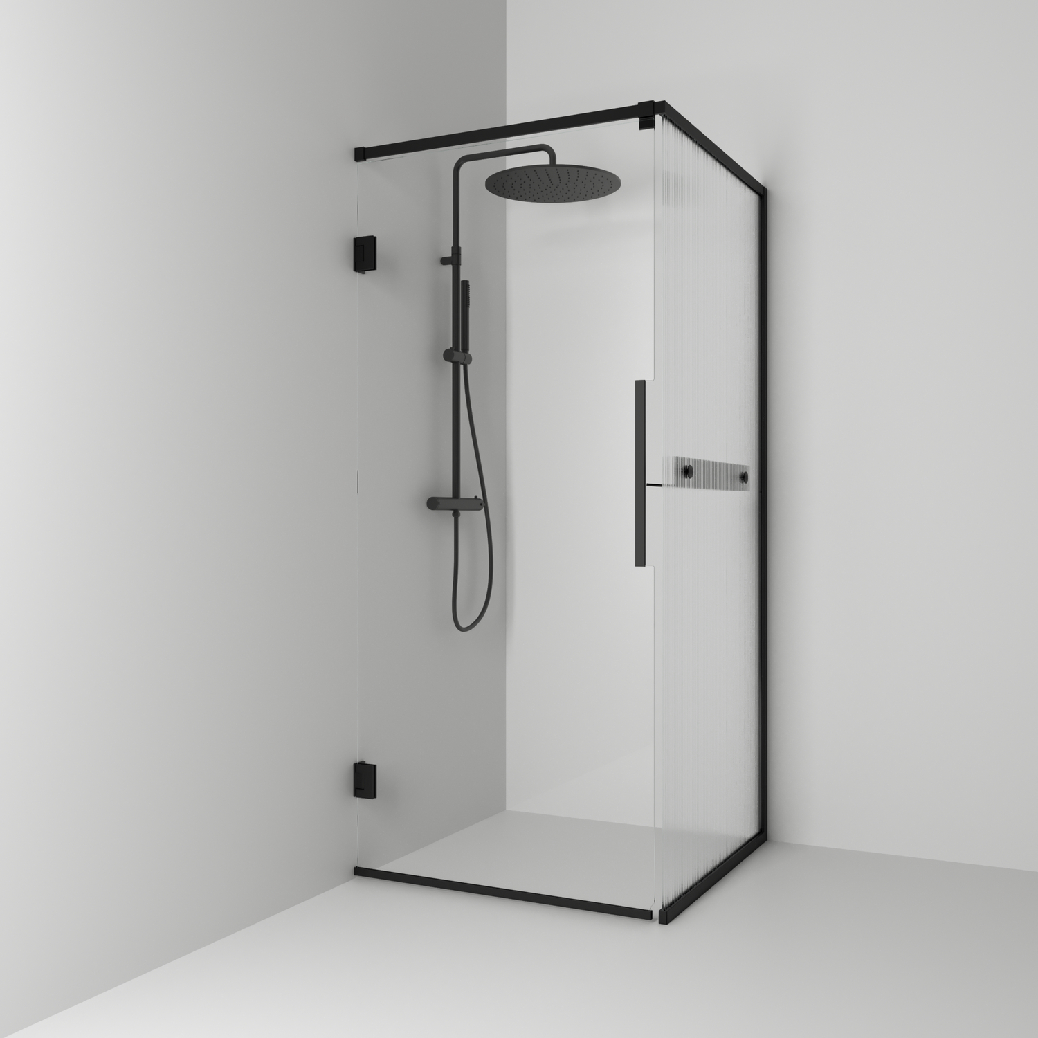 Duschhörn Svedbergs Langfoss Kombi 200 med Linjeglas och Hylla