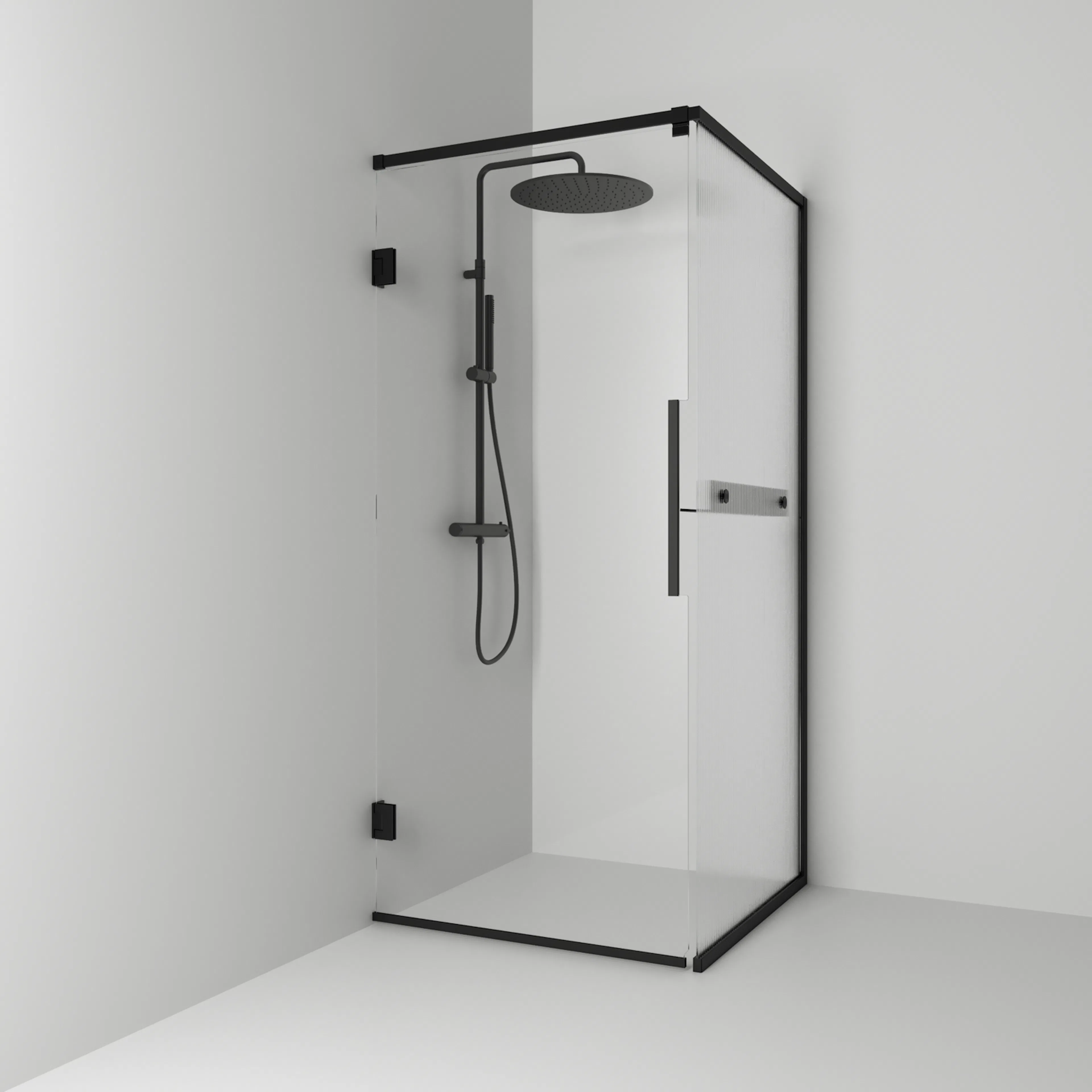 Duschhörn Svedbergs Langfoss Kombi 200 med Linjeglas och Hylla