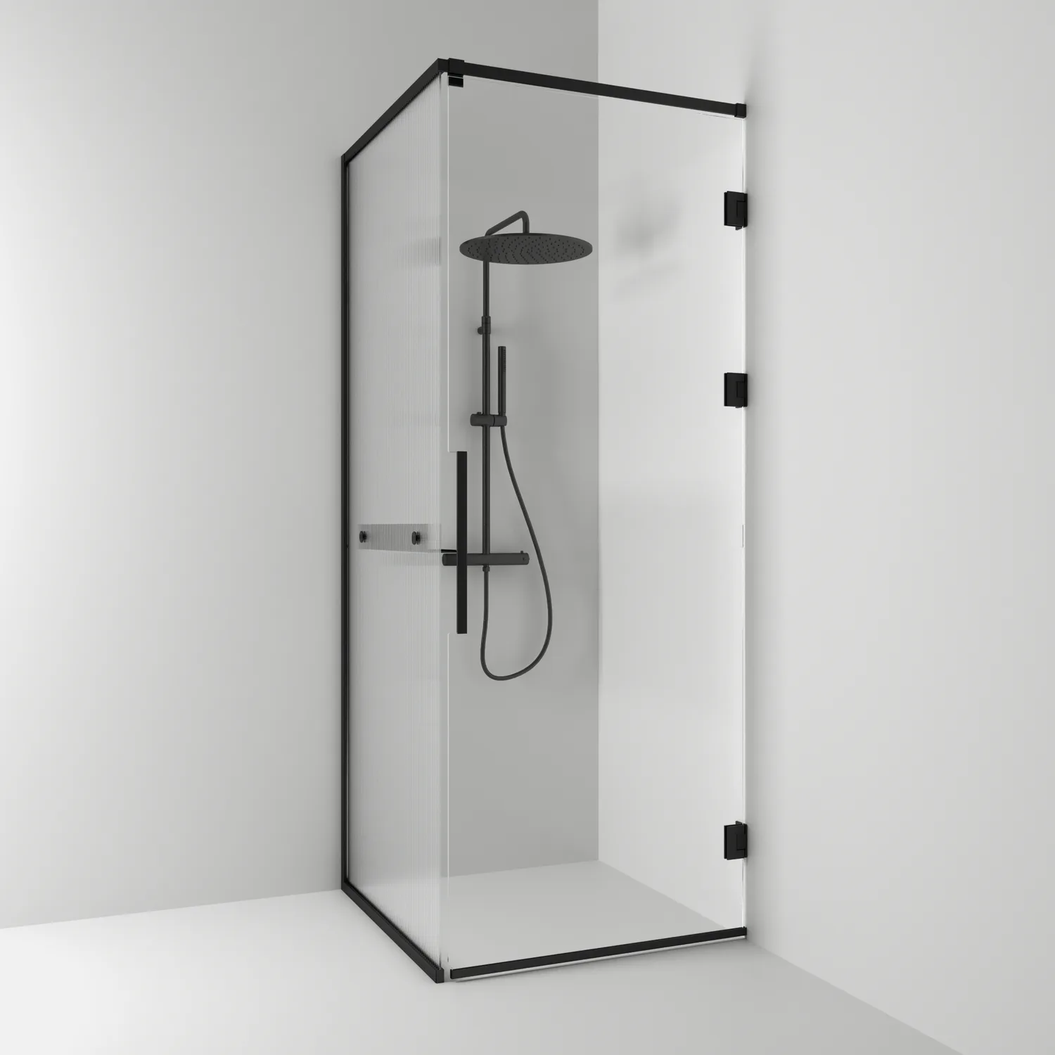 Duschhörn Svedbergs Langfoss Kombi 230 med Linjeglas och Hylla