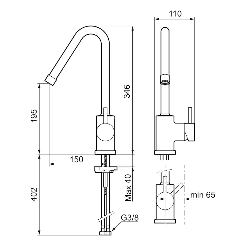 Köksblandare Mora Izzy Regular Engreppsblandare Krom med Svängbar Pip
