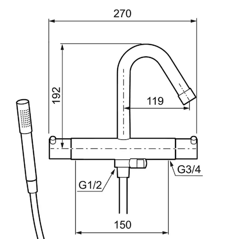 Badkarsblandare Mora Izzy Rustic med Handdusch