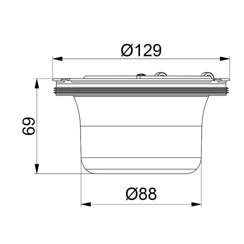 Golvbrunnsvattenlås Purus NOOD med Låsring