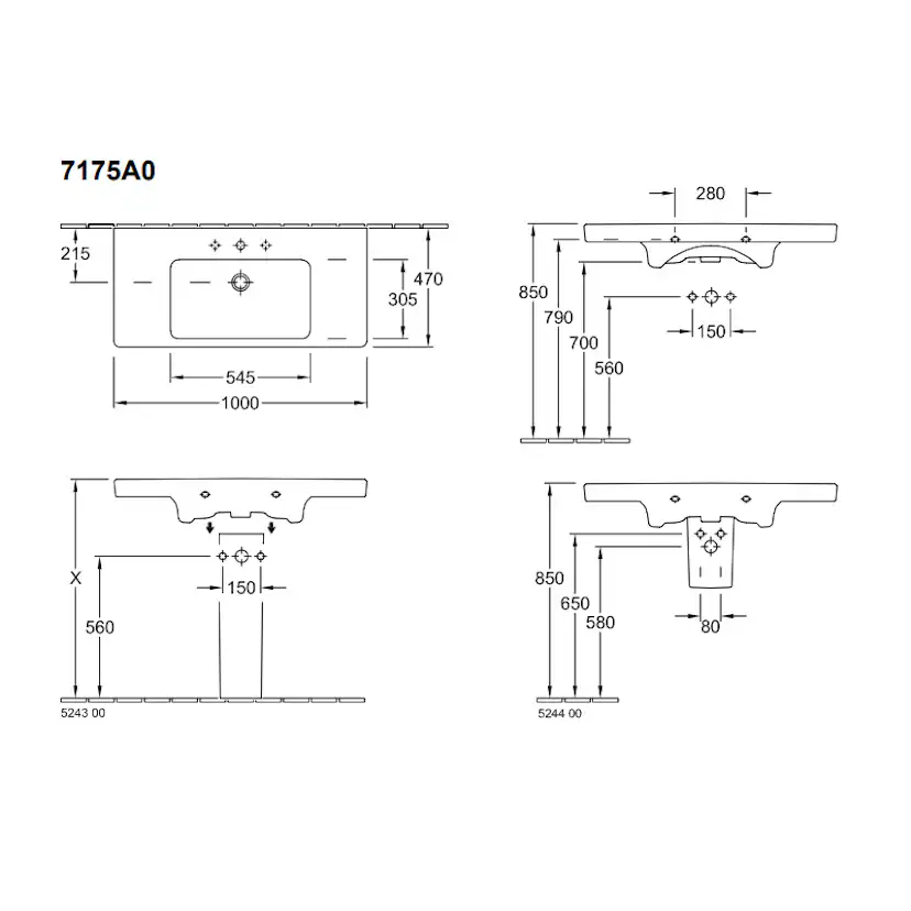 Möbeltvättställ Villeroy & Boch Subway 2.0