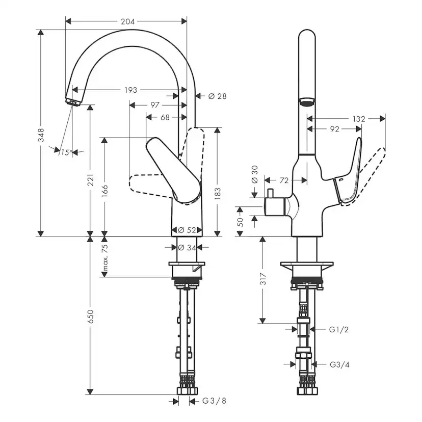 Köksblandare Hansgrohe Focus M42 1-grepps
