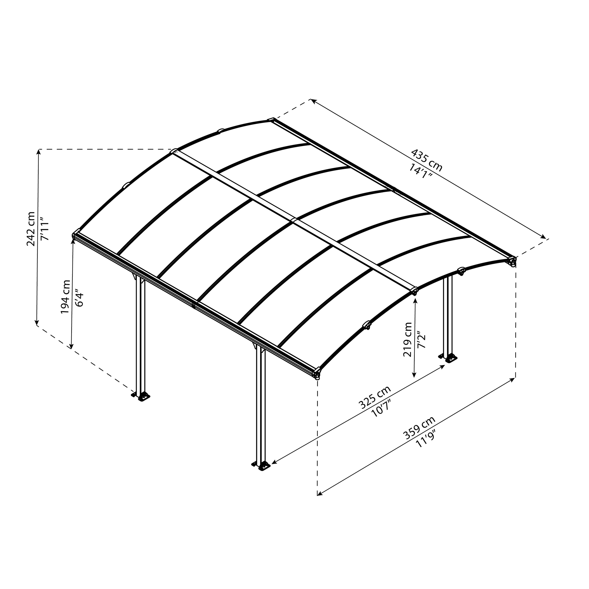 Carport Canopia by Palram Arcadia I Metall 3,6x4,5 m