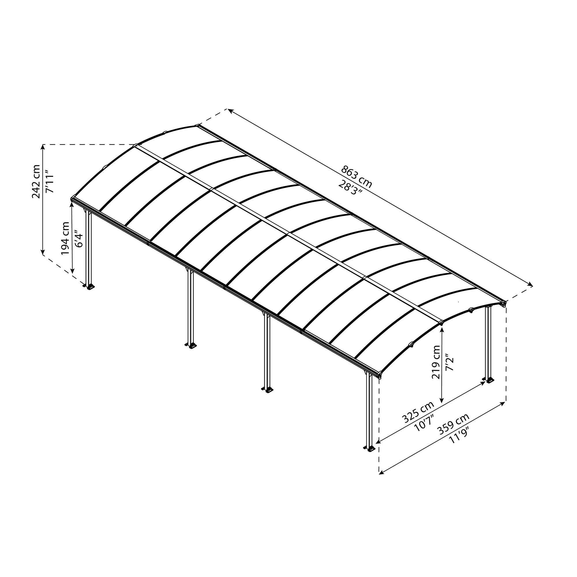 Dubbel Carport Canopia by Palram Arcadia I Metall 3,6x8,5 m