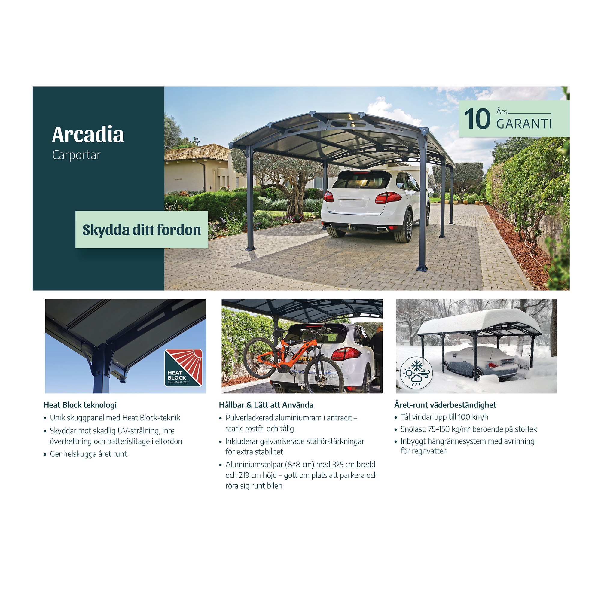 Dubbel Carport Canopia by Palram Arcadia I Metall 3,6x13 m