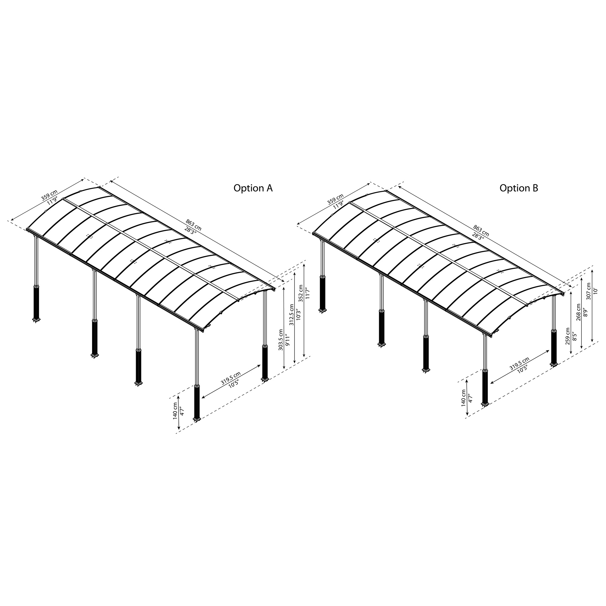 Carport Canopia by Palram Alpine I Metall För Husbil 3,6x8,5 m