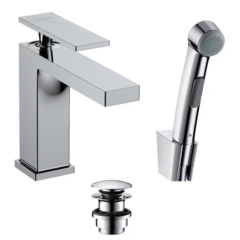 Tvättställsblandare Hansgrohe Tecturis E 110 med Bidettehanddusch och Duschslang