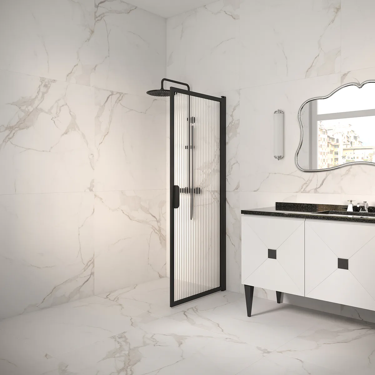 Duschdörr Hietakari Bläk 732 New York Vändbar