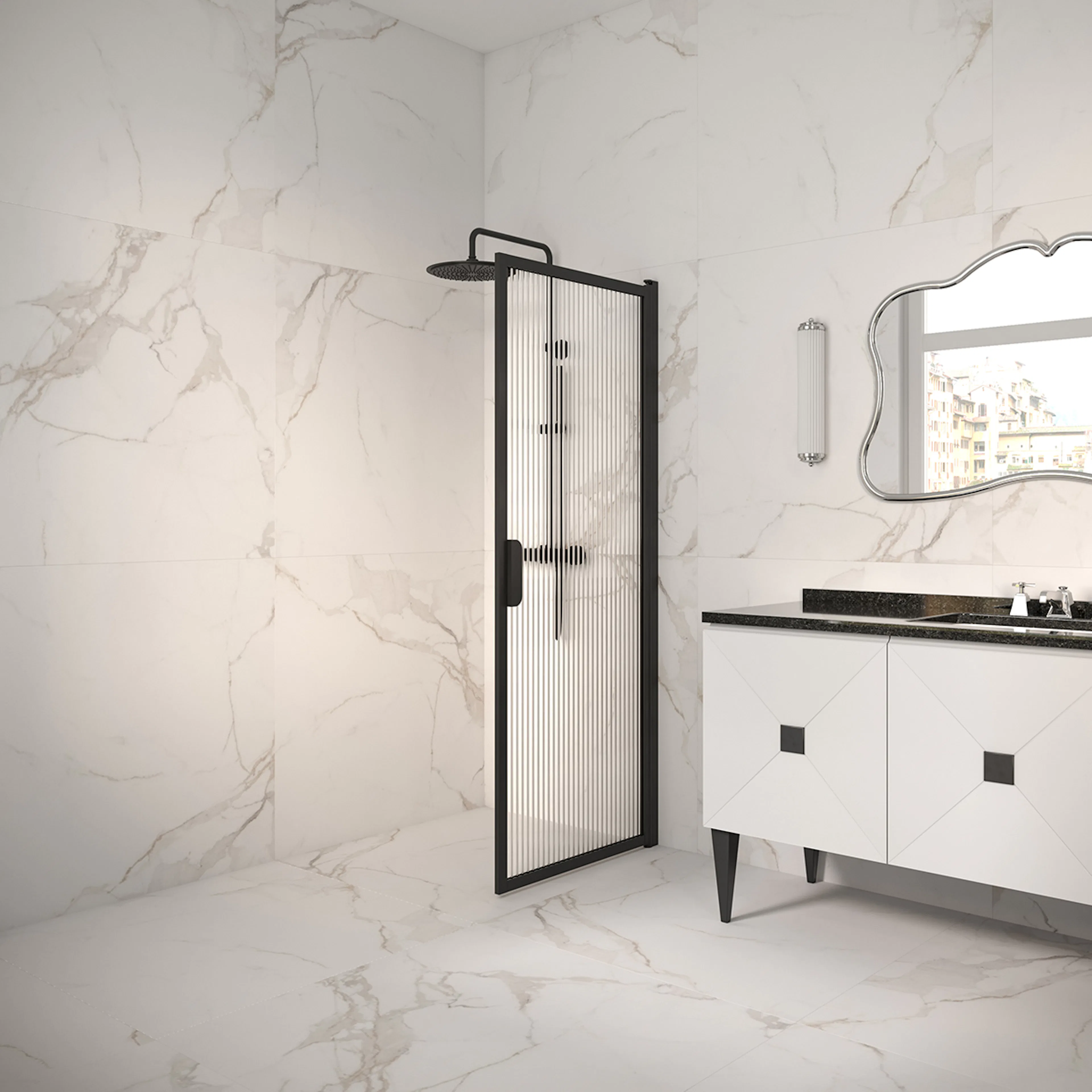 Duschdörr Hietakari Bläk 732 New York Vändbar