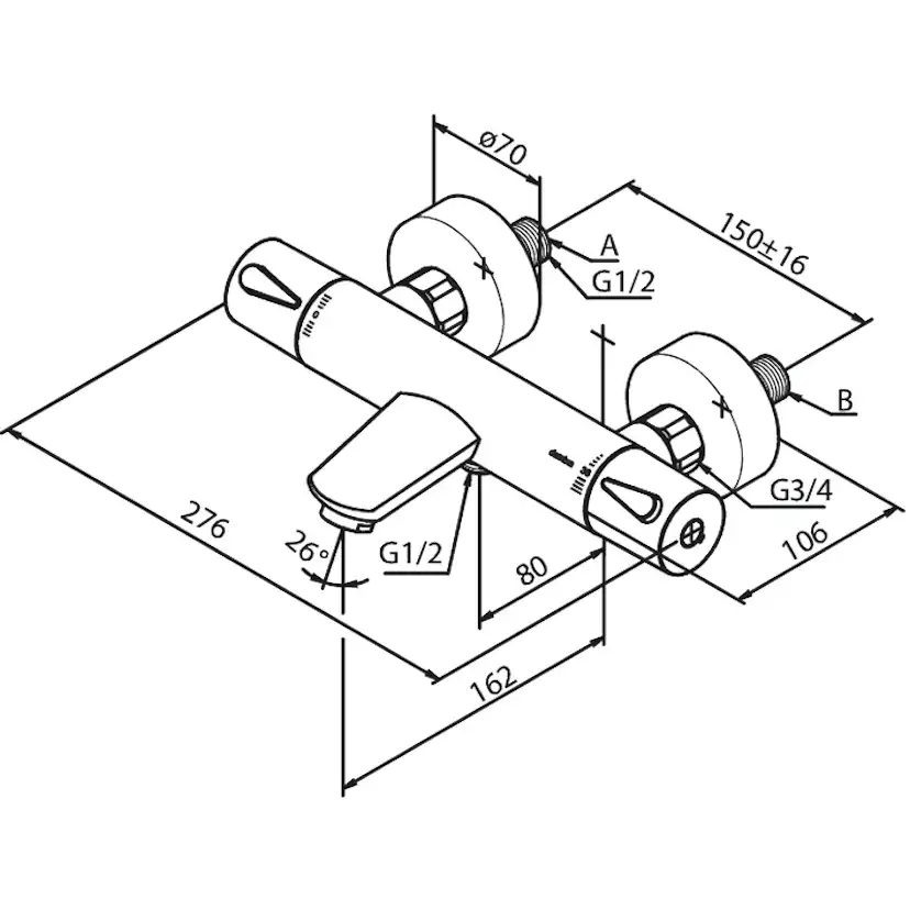 Dusch- och Badkarsblandare Damixa Silhouet 150 c/c
