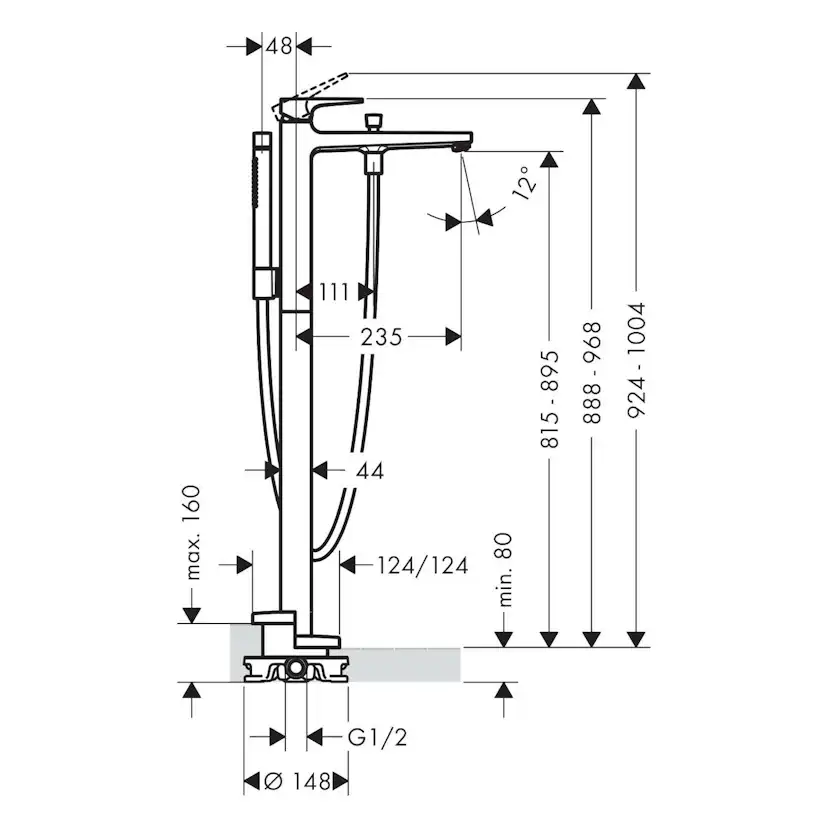 Golvblandare Hansgrohe Metropol 1-grepps med Bygelgrepp
