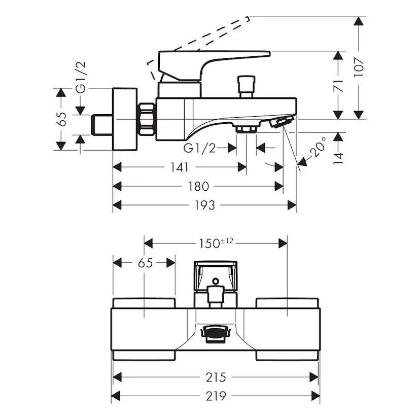 Dusch- och Badkarsblandare Hansgrohe Metropol 1-grepps med Bygelgrepp