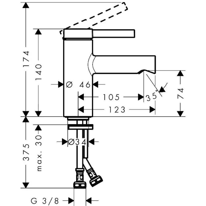 Tvättställsblandare Hansgrohe Zesis S 70 CoolStart med Push-Open ventil