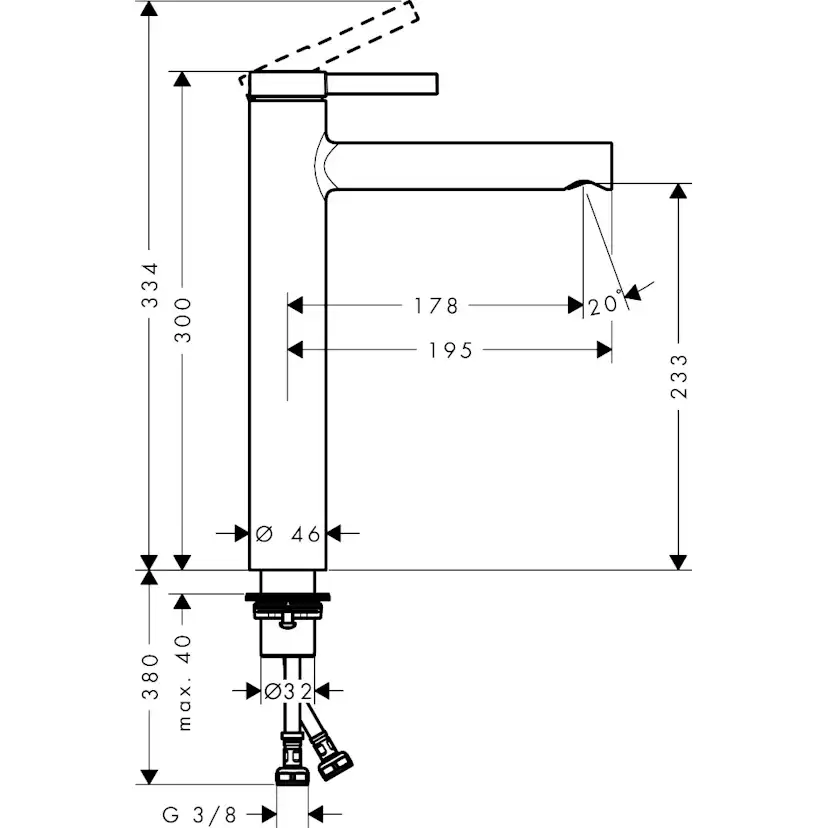 Fristående Tvättställsblandare Hansgrohe Zesis 230 CoolStart utan Bottenventil
