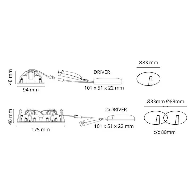 Downlight SG ARMATUREN Junistar SQ Lux 2X V 2700K