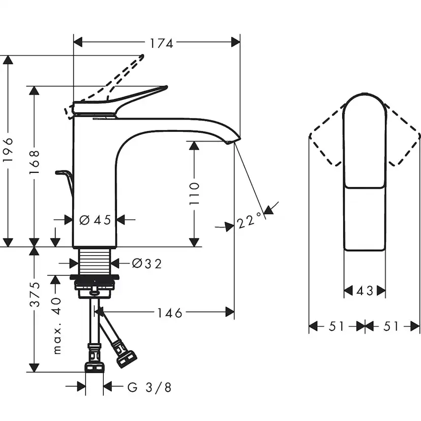 Tvättställsblandare Hansgrohe Vivenis 110 Waterfall