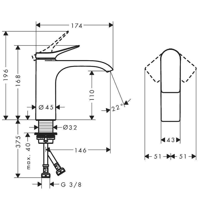 Tvättställsblandare Hansgrohe Vivenis 110 Waterfall