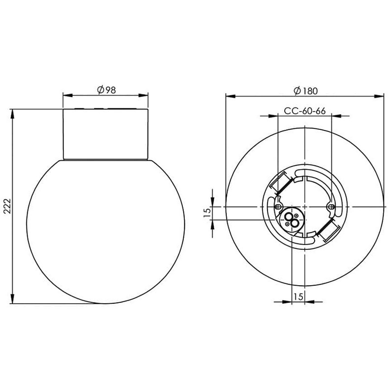 Vägg-/Taklampa Ifö Electric Classic Glob Opalglas IP54 Rak E27