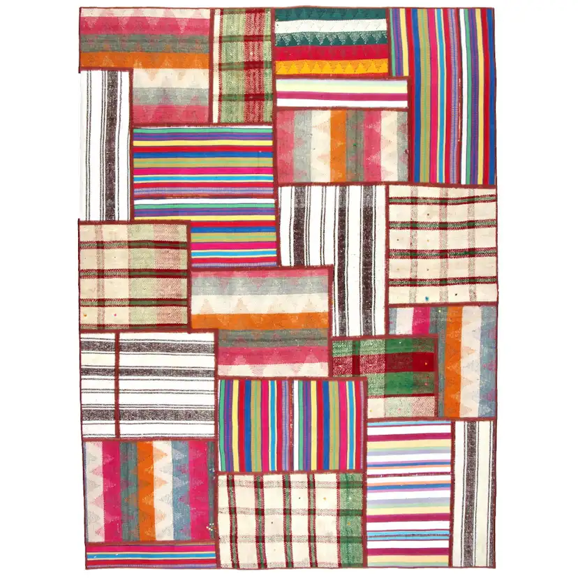 Persisk Patchworkmatta Arkiio Kelim Flerfärgad 152x207