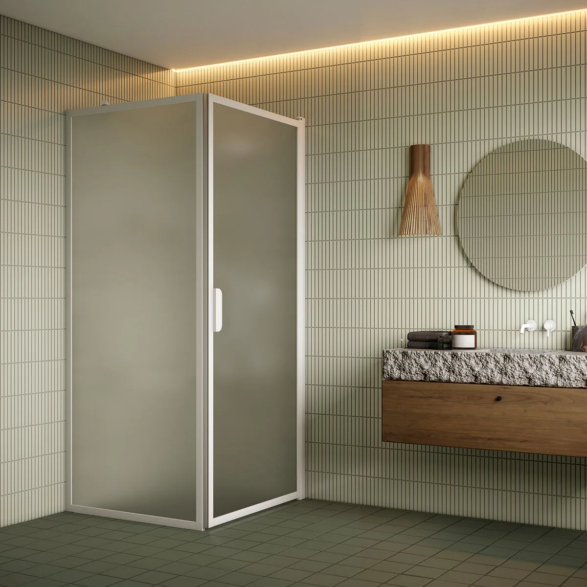 Duschhörn Hietakari Bläk 755 New York Fast Vägg och Vändbar Dörr