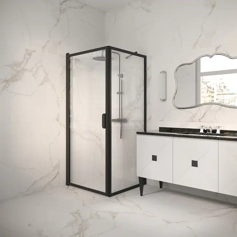 Duschhörn Hietakari Bläk 755 New York Fast Vägg och Vändbar Dörr