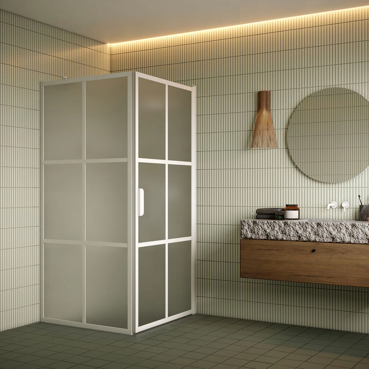 Duschhörn Hietakari Bläk 765 Paris Fast Vägg och Vändbar Dörr