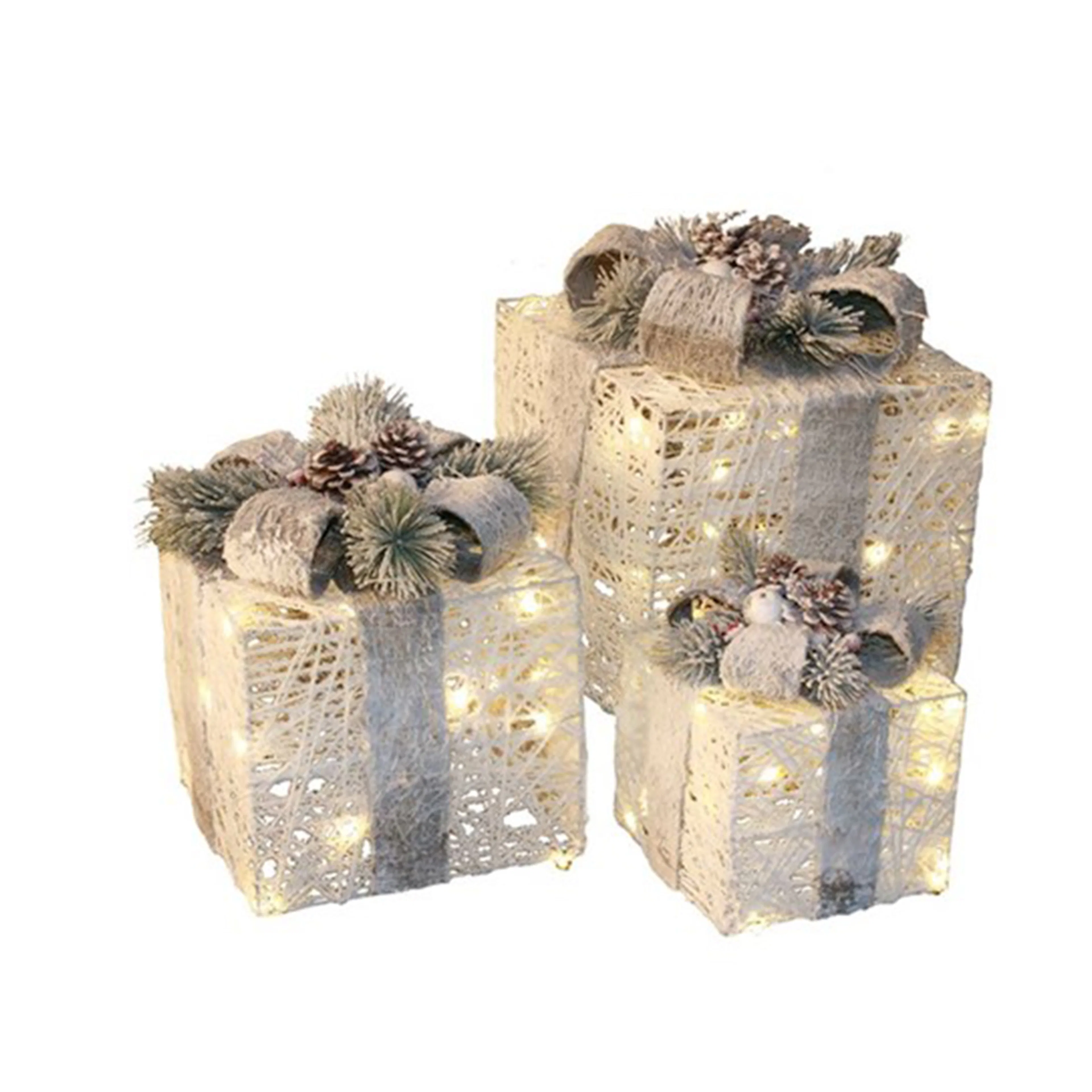 Juldekoration Nordic Winter Julklappar med Belysning 3 delar