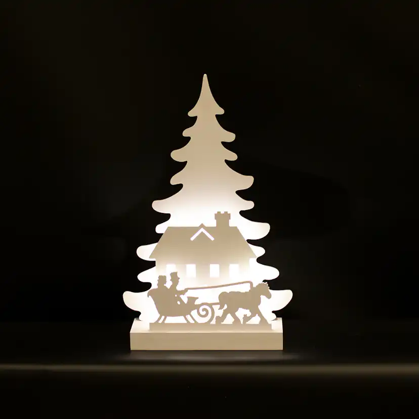 Juldekoration Nordic Winter 3D LED med Slädmotiv