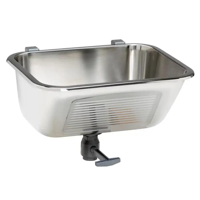 Tvättlåda Nimo TL50 Rostfri Väggfäst Tvättho för Tvättstuga med Bräddavlopp & Ventil