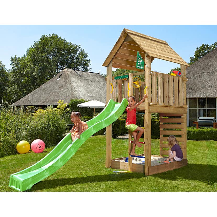 Lektorn Jungle Gym Cabin 2.1 Grön Rutschkana Trä