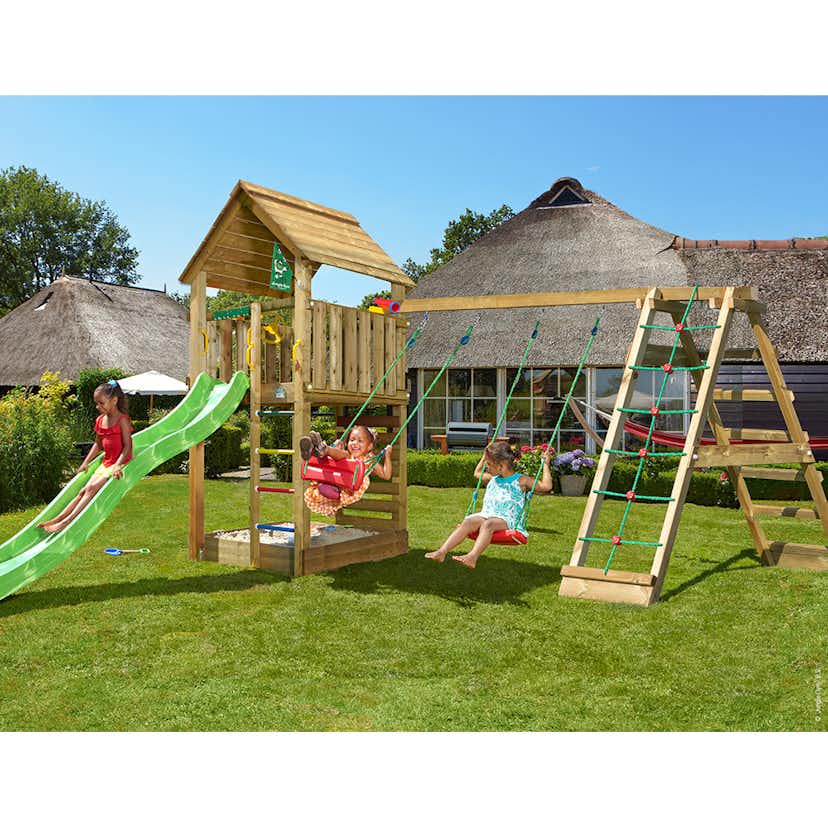 Lektorn Jungle Gym Cabin 2.1 Klättermodul Grön Rutschkana