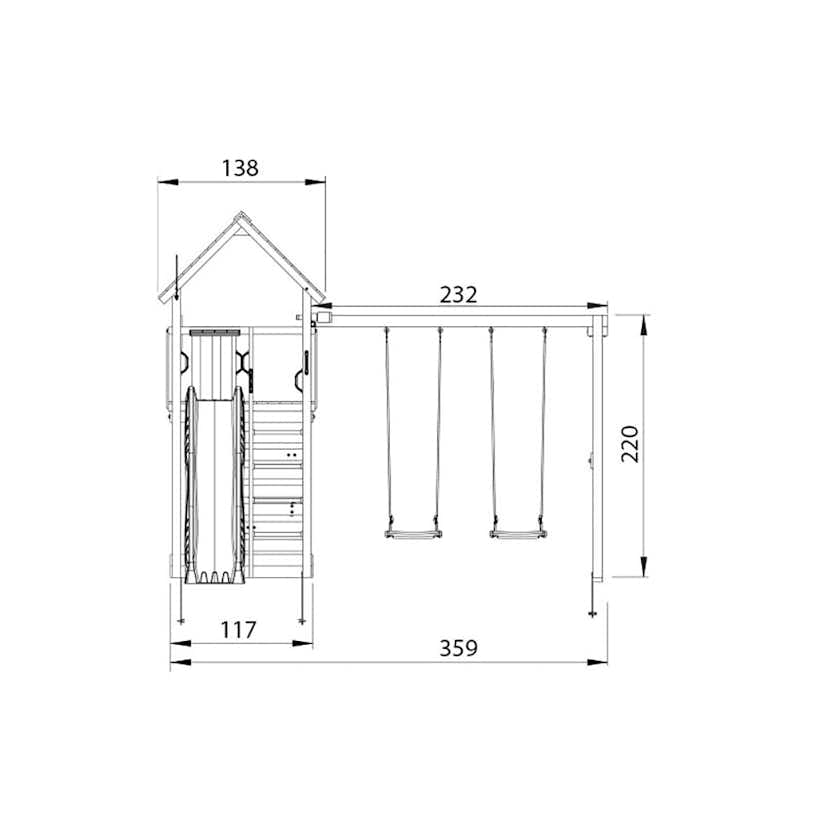 Lektorn Jungle Gym Cabin 2.1 Gungmodul & Grön Rutschkana