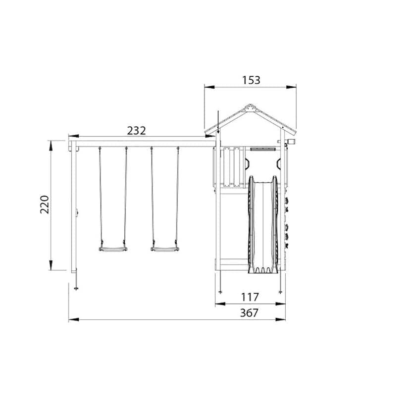 Lektorn Jungle Gym Cottage 2.1 Gungmodul Blå Rutschkana & Sand