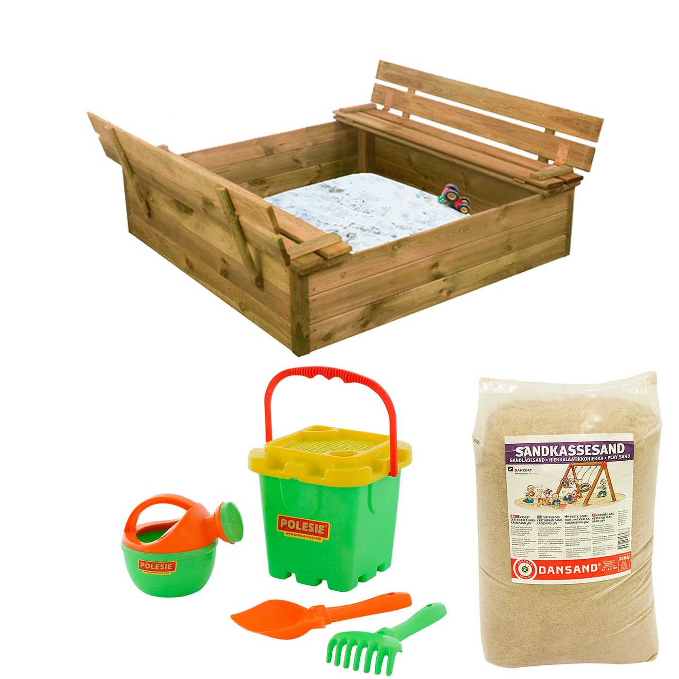 Sandlåda Nordic Play Vipplock och Bänk inkl Sand och Strandset