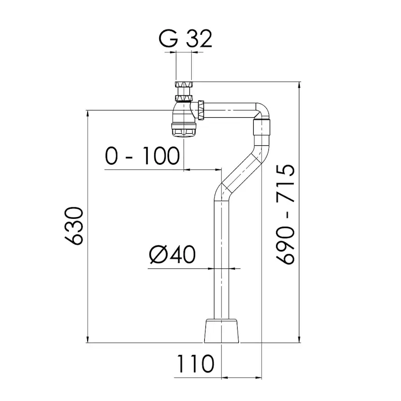 Vattenlåssats Purus S-böj G32xØ40