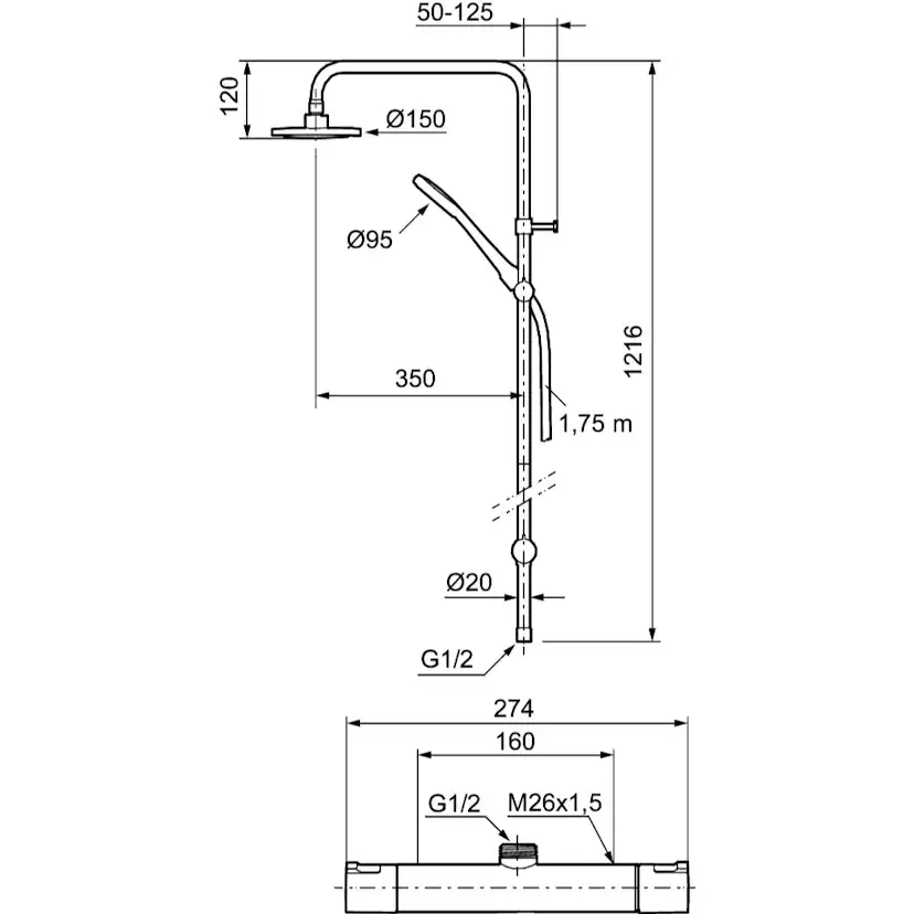 Takduschset Mora Cera Shower System Kit