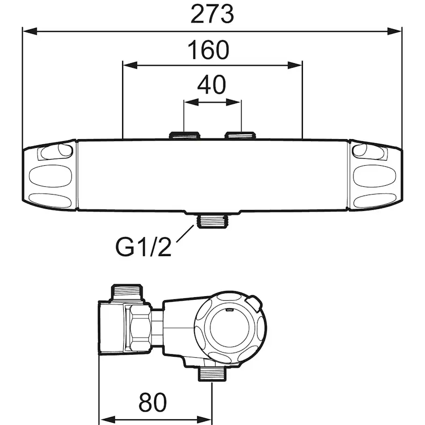 Duschblandare FM Mattsson 9000XE 40 cc med Vändbart Blandarfäste