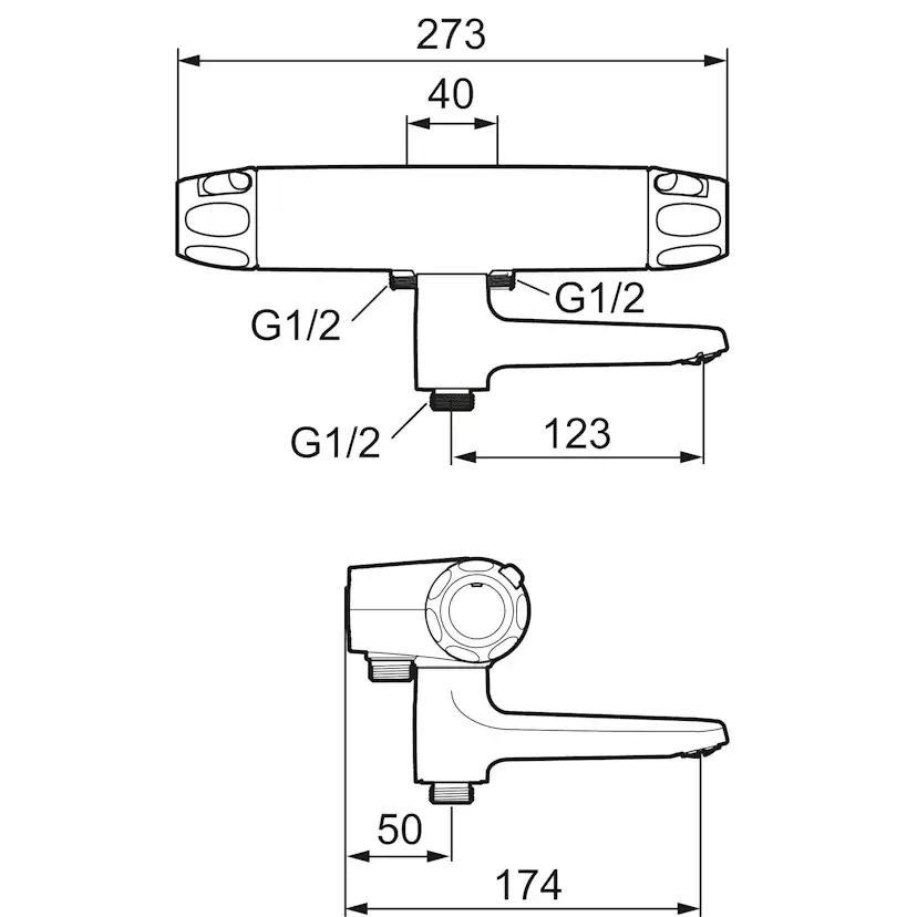 Badkarsblandare FM Mattsson 9000XE 40 cc med Inlopp Nedåt