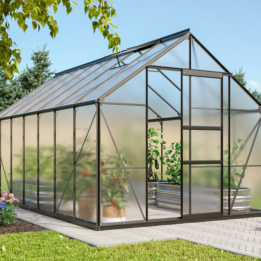 Växthus Vitavia Merkur 11500 6mm Polykarbonat Svart Med Sockel