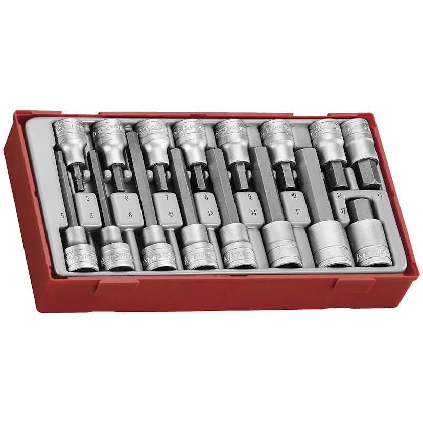 Insex hylsbitssats 16 delar med 1/2 tum fyrkantsfäste Teng Tools TTHEX16