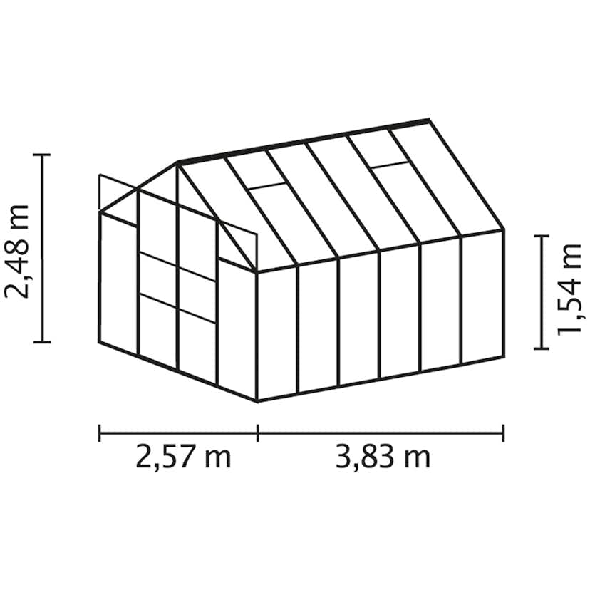 Växthus Vitavia Uranus 9,9 med Sockel och 2 Fönsteröppnare