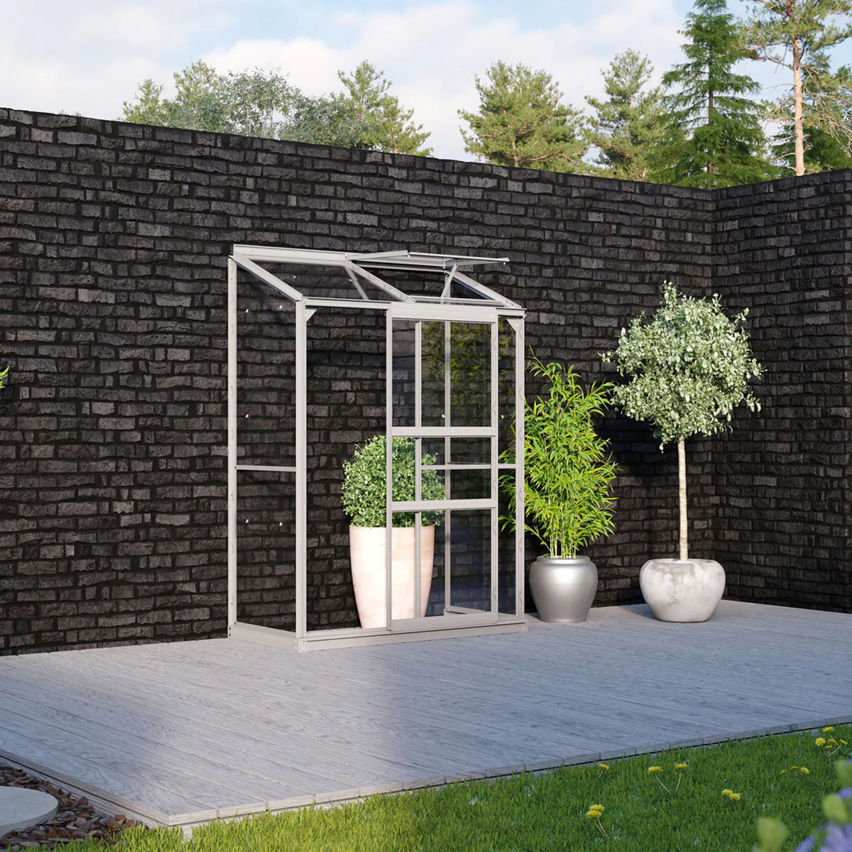 Litet Växthus Vitavia Ida 900 med Sockel och Delat Glas